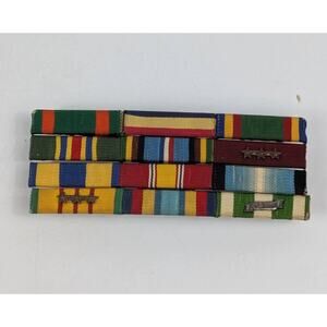 Vintage US Military Vietnam Era 12 Ribbon Bar Service Medal Rack with Stars